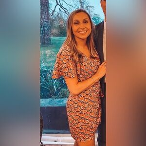 Floral Orange and Black Dress